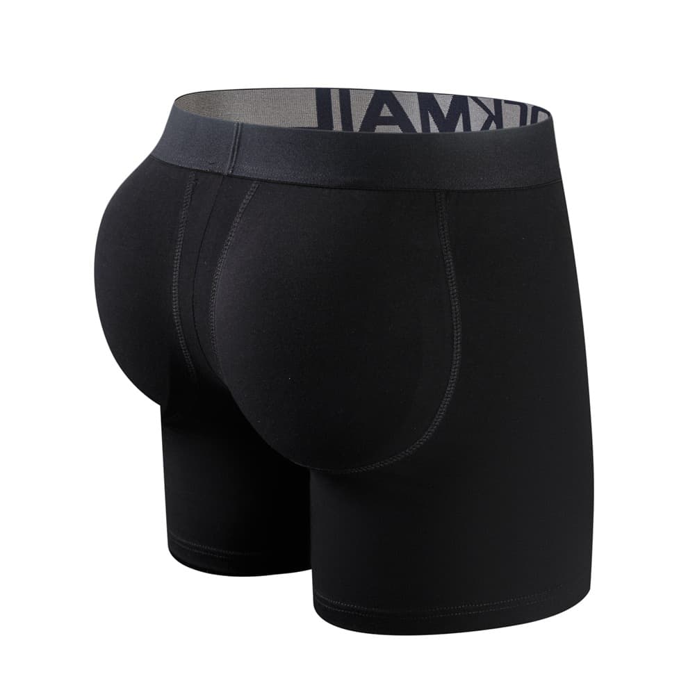 JOCKMAIL Men's Long Brief Underwear Hip Lifting Removable Cup Pad Anti-friction Low Waist Cotton Breathable Shaping Boxer Briefs