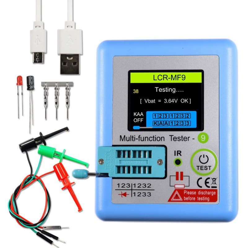 LCR-MF9 Multifunctional Transistor Tester: Full-Color Graphic Display, High Precision, Rechargeable Lithium Battery