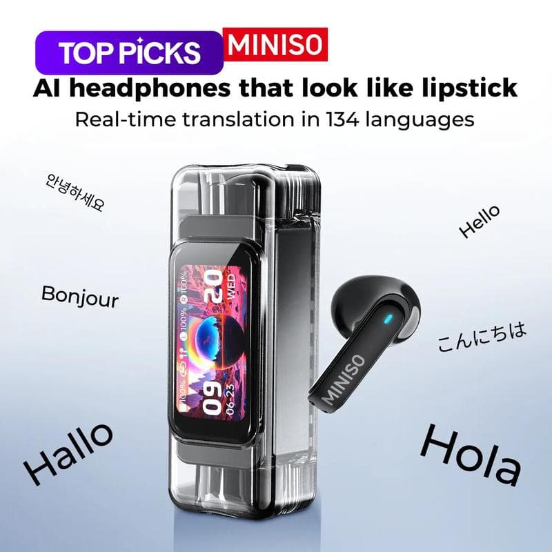 MINISO MS116 AI Translation Headphones In-Ear Bluetooth Earbuds LCE Display TWS Headphones Low Latency