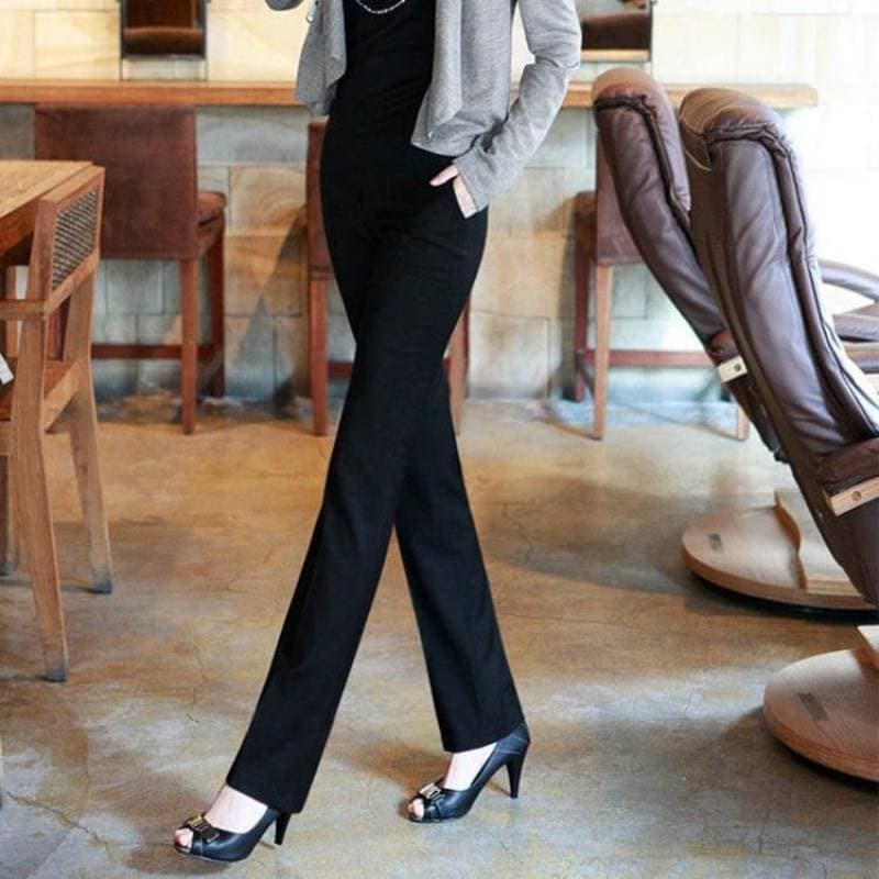 Women's stretch straight-leg trousers, 2025 spring and autumn new style casual work trousers, black suit trousers, loose pants