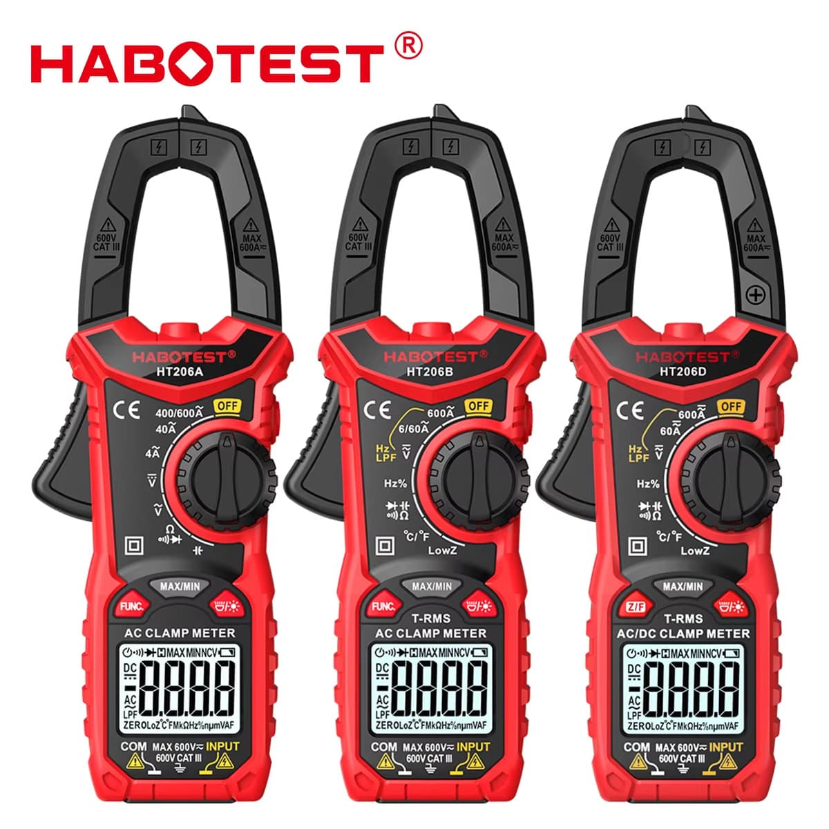 Huabo HT206D/HT206A/HT206B clamp multimeter AC and DC voltage and current measurement meter