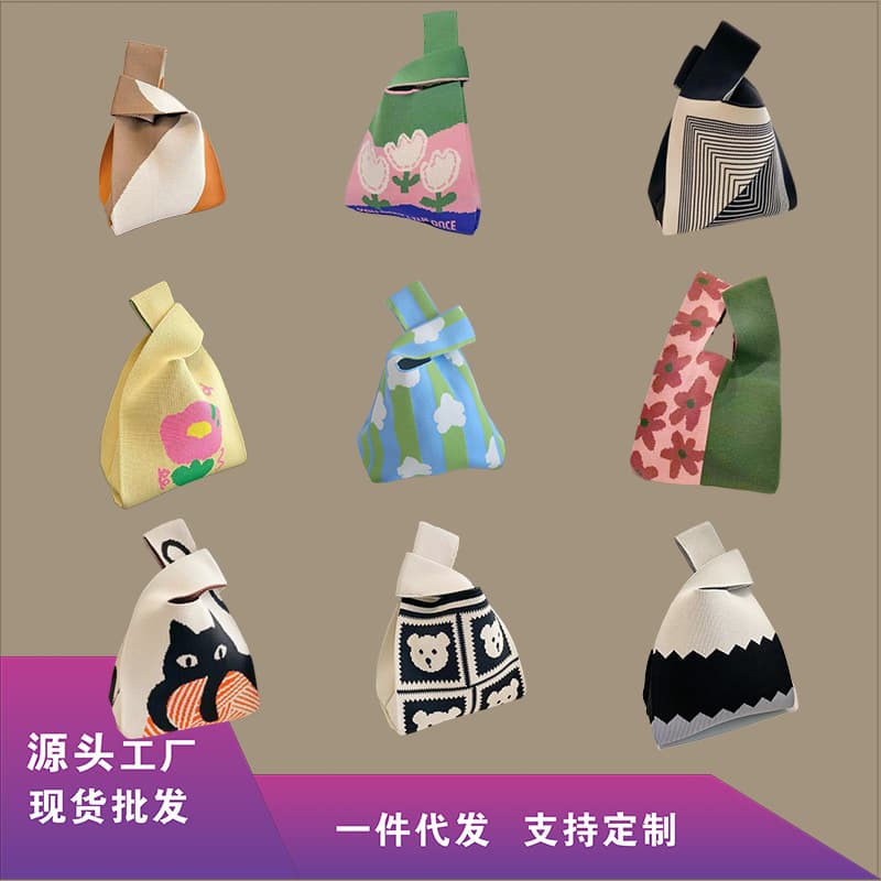 New trendy handbag for women, knitted wool bucket bag, casual tote bag, lunch bag wholesale.