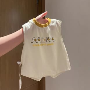 Baby Vest Romper Summer Thin Pure Cotton Full Moon Baby Clothes Summer Small Month A Class Going Out Crawling Suit 1