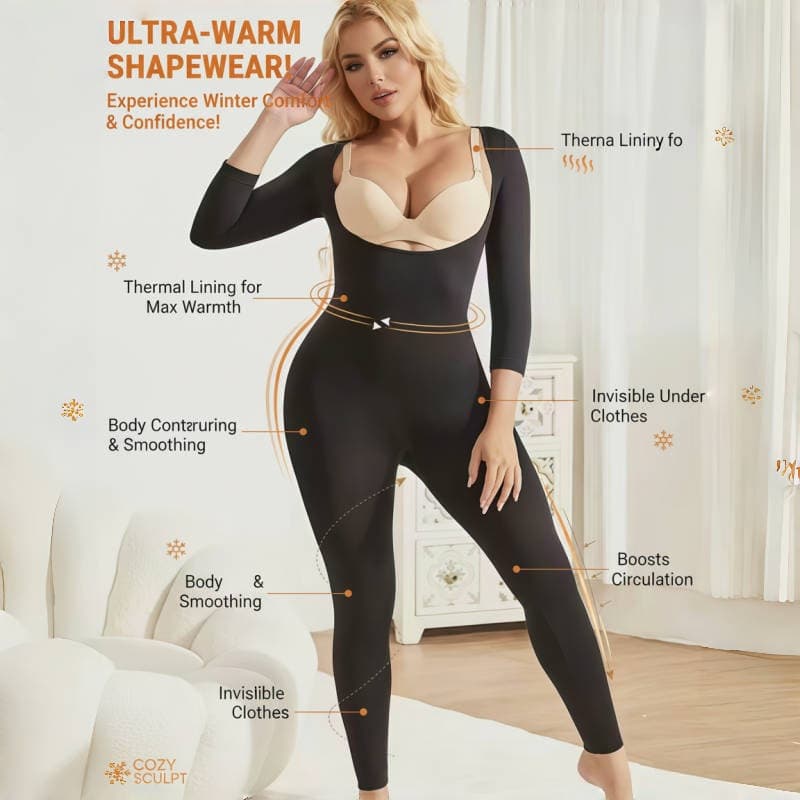 Autumn Winter Women's Full Body Shapewear Bust Lift Tummy Control Sports Fitness Shapewear Waist Slimming Arm Lift Body Shaper Long Top and Pants