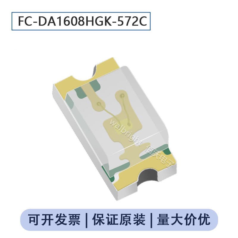 Guoxing Optoelectronics SMD LED 0603 (1608) Yellow-Green Yellow-Green Light 4K/Reel FC-DA1608HGK-572C