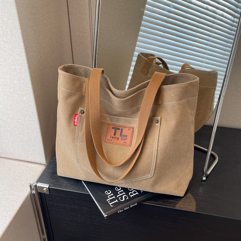 Retro Large Capacity Canvas Tote Bag Commuter Simple Work Shoulder Bag Instagram College Students Class Hand Bag Trendy
