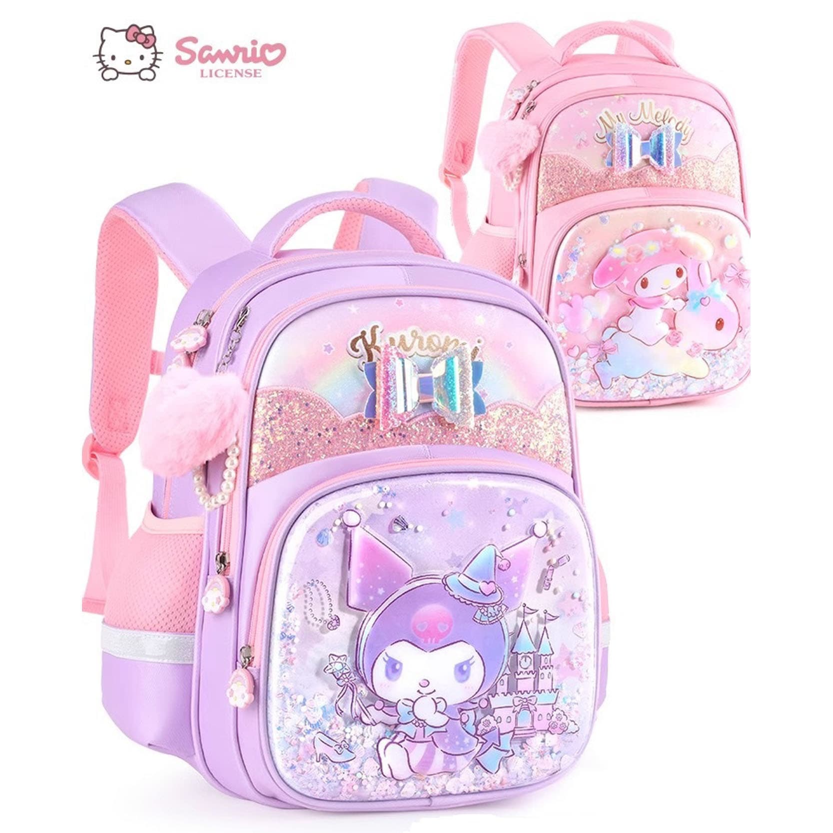 Hello Kitty Backpack for Girls Elementary School Grades 1-3 Ergonomic Spine Protection Lightweight Cute Double Shoulder Bag