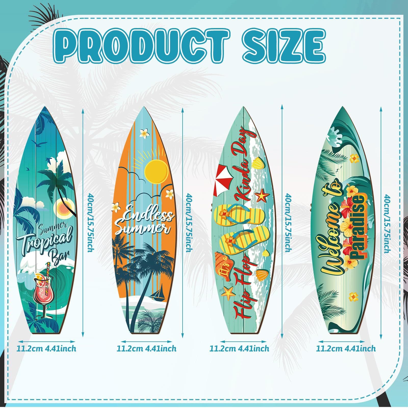 Cross-Border Summer Wooden Surfboard Decoration Hawaiian Beach Wall Decor Tropical Bar Wall Hanging Sign