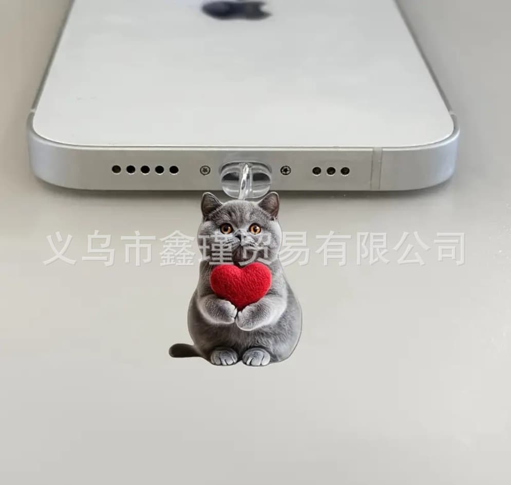 Acrylic 2D Flat Cross-Border Hot-Selling Phone Dust Plug Pendant Cute Cat Charm Type-C Oval Interface