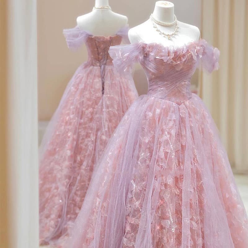 One-shoulder host high-end evening dress light luxury niche toast dress bride engagement 2026 new purple pink