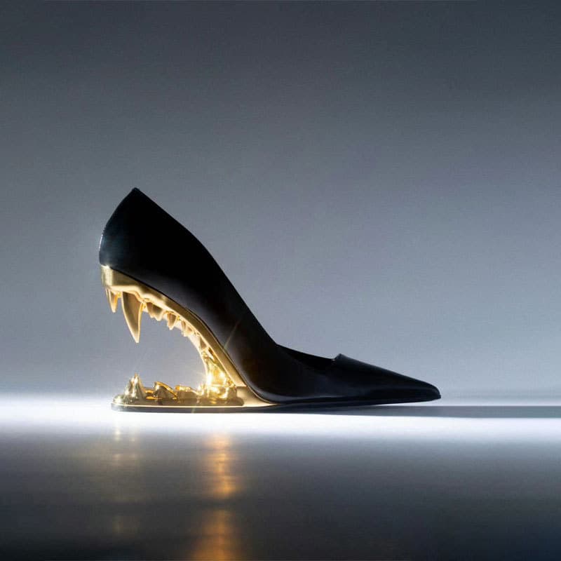 European and American Export New Style Show Teeth Special-Shaped Heels Women's Super High Heels Catwalk Style Metal Shallow Mouth Flats Boots for Women