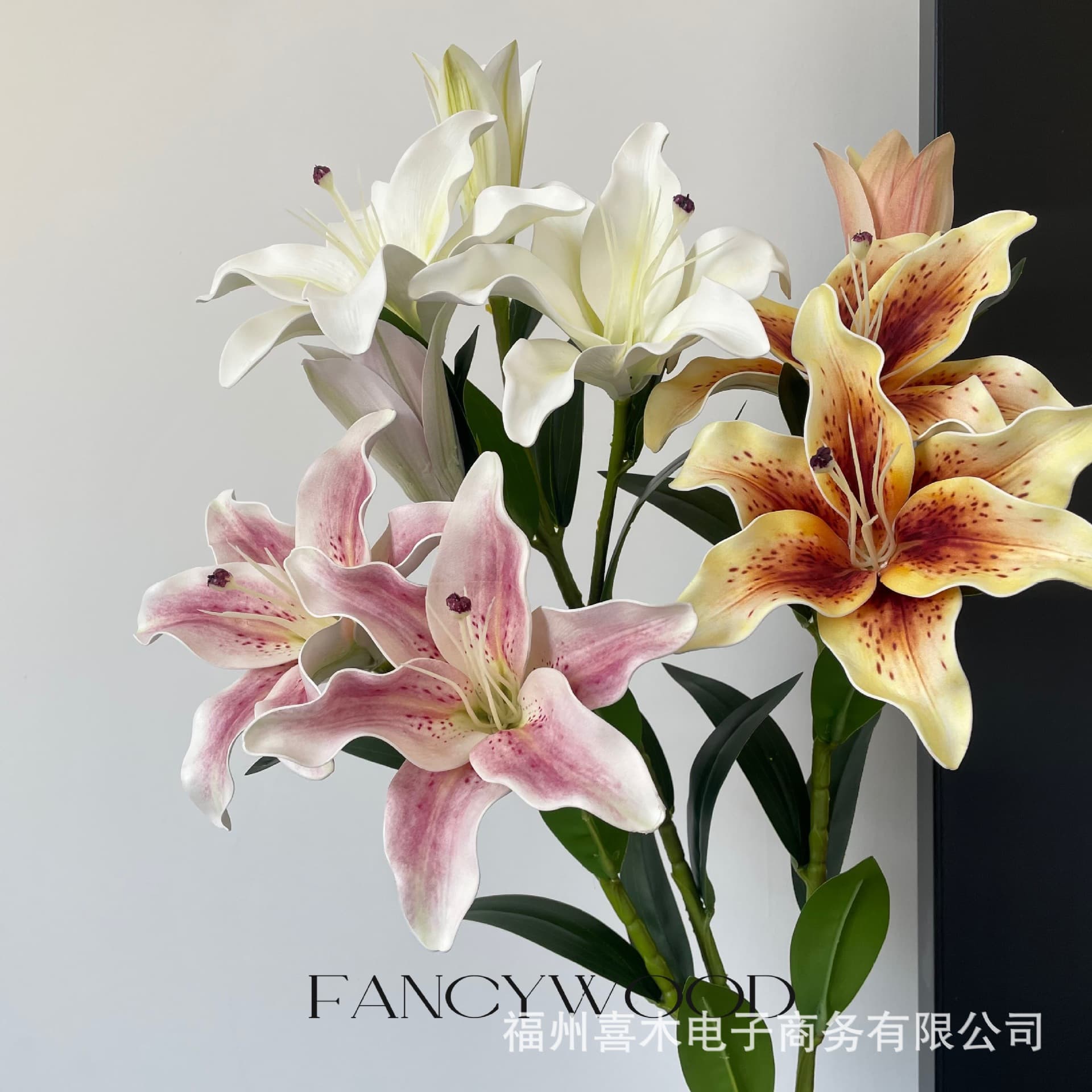 Bella Lily Artificial Flower High Quality 3 Heads Living Room Table Flower Photo Props Shop Display Model Room