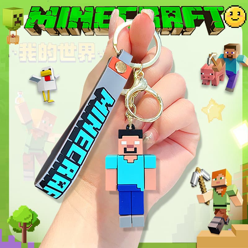 PVC Soft Vinyl New Minecraft Keychain Bag Charm Game Official Style Small Gift