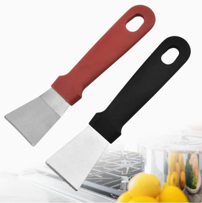 Grease cleaning scraper, stainless steel scraper, grout tile stain removal cleaner, frost putty thickened stainless steel cleaning scraper.