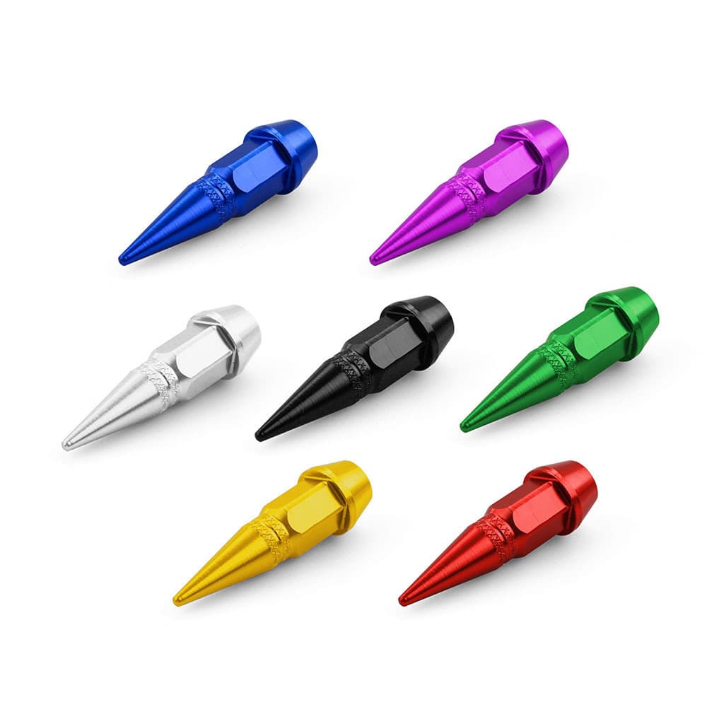 Universal Car Bullet Screw Valve Cap Custom Modified Pointed Valve Stem for Bicycles Motorcycles Colorful