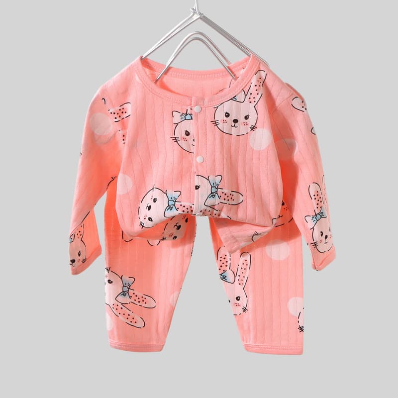 Summer children's air-conditioned clothing double-layer gauze round neck printed loungewear