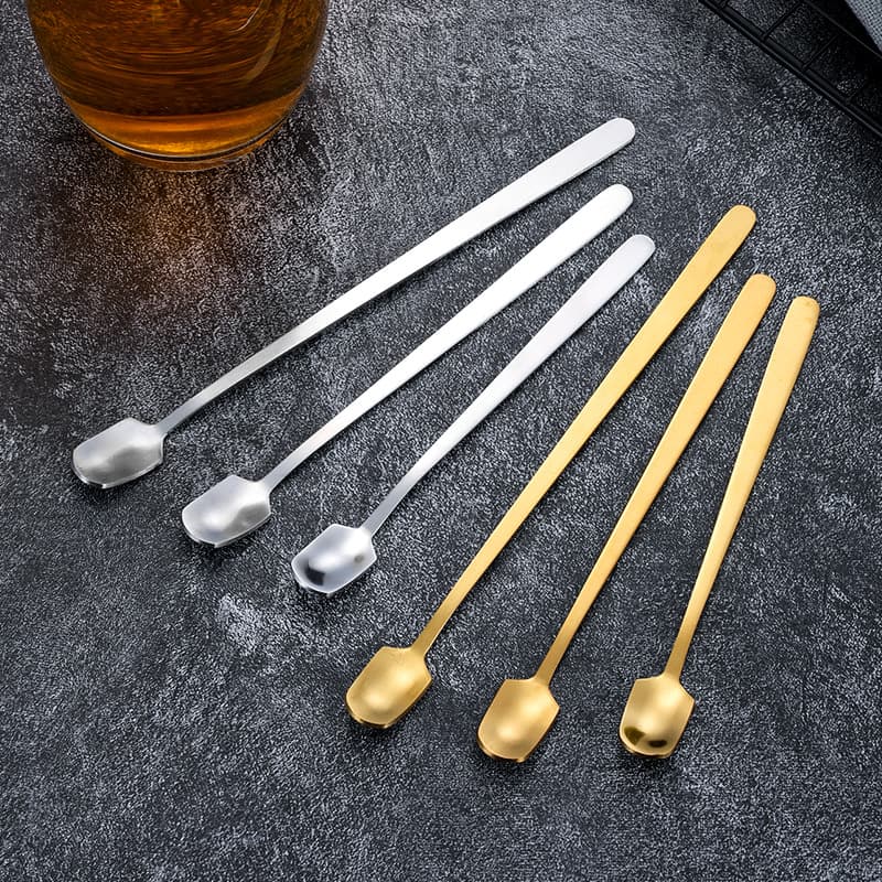 Stainless steel square head spoon mixing spoon Internet celebrity long handle spoon seasoning small spoon coffee spoon bird's nest honey spoon gift spoon