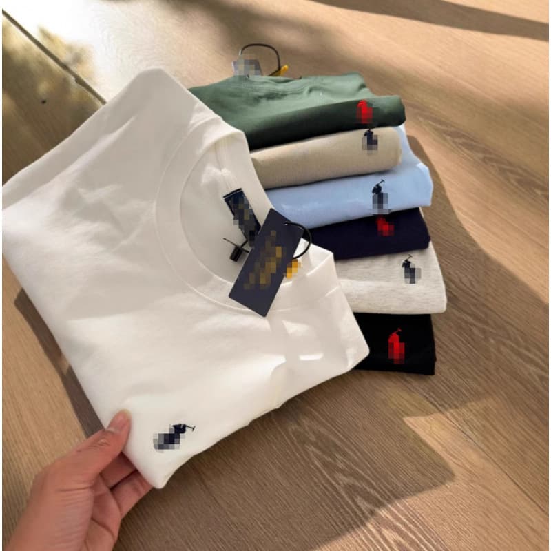 Cross-border foreign trade supply Raf RL Xiaoma standard round neck short-sleeved men's summer polo casual cotton T-shirt embroidery