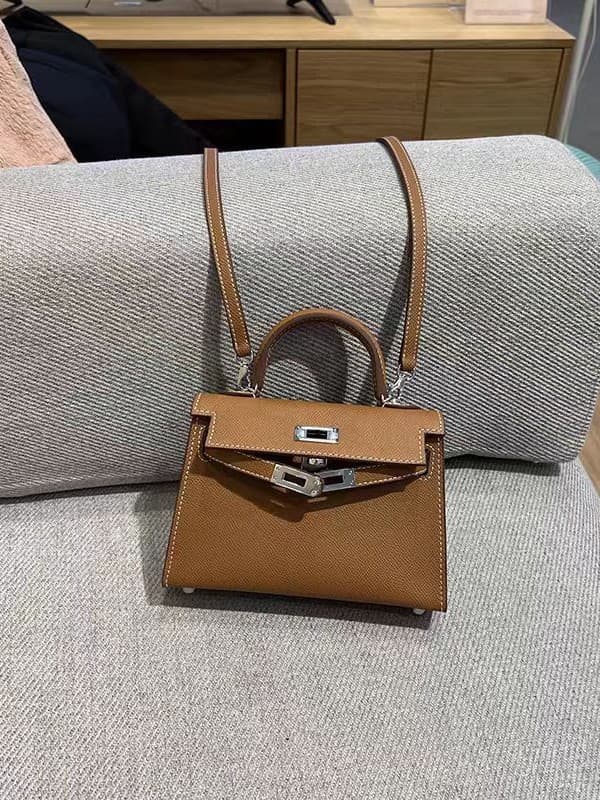 Genuine Leather 2nd Gen Mini Kelly Bag Women 2023 New Premium Light Luxury Bag Versatile Shoulder Crossbody Small Bag