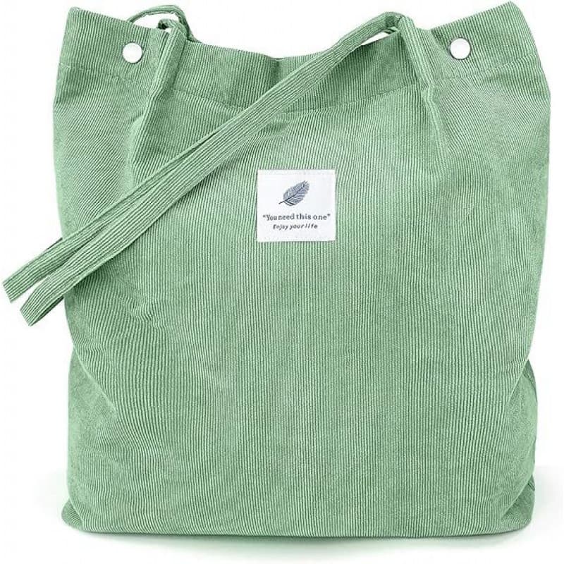 2025 New Corduroy Shoulder Bag Women's South Korea Student Canvas Bag Large Capacity Artistic Simple All-match Shopping Bag