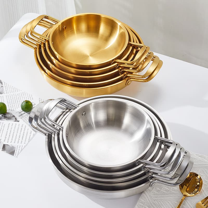 Korean stainless steel dry pot instant noodle pot ramen pot seafood pot golden cooking noodle pot small soup pot instant noodles double-ear pot