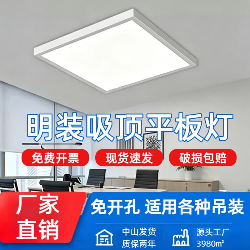 Direct Emitting LED Flat Panel Light 600*600 Ceiling Mounted No Punching Required Kitchen And Bathroom Lighting
