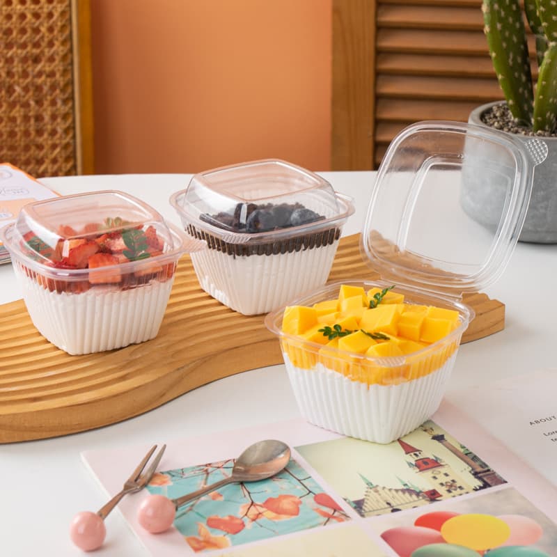 Square mousse cup tiramisu small cake box packaging box disposable packaged yogurt coconut milk jelly dessert