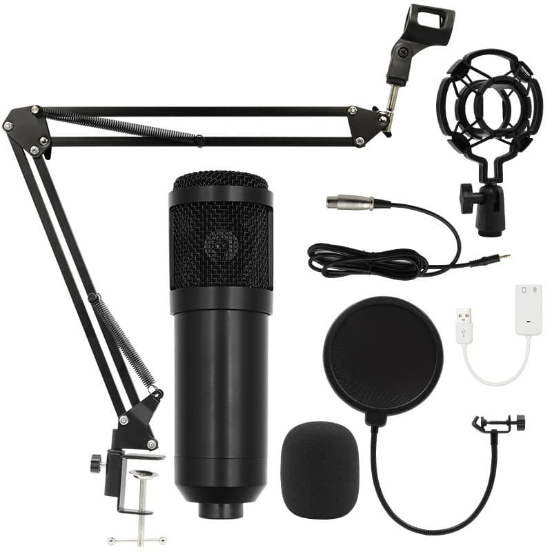 Live sound card BM800 condenser microphone mobile phone computer karaoke equipment anchor recording microphone bracket set V8