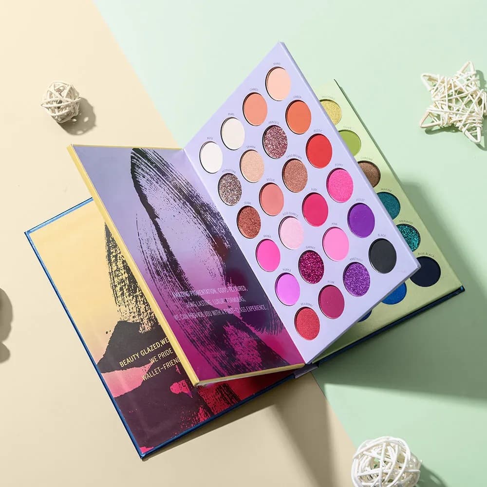 New Cross-border Trade 72-color Book Eyeshadow Palette, Pearl Matte Shimmer Glitter Flip-page Style COS Eyeshadow