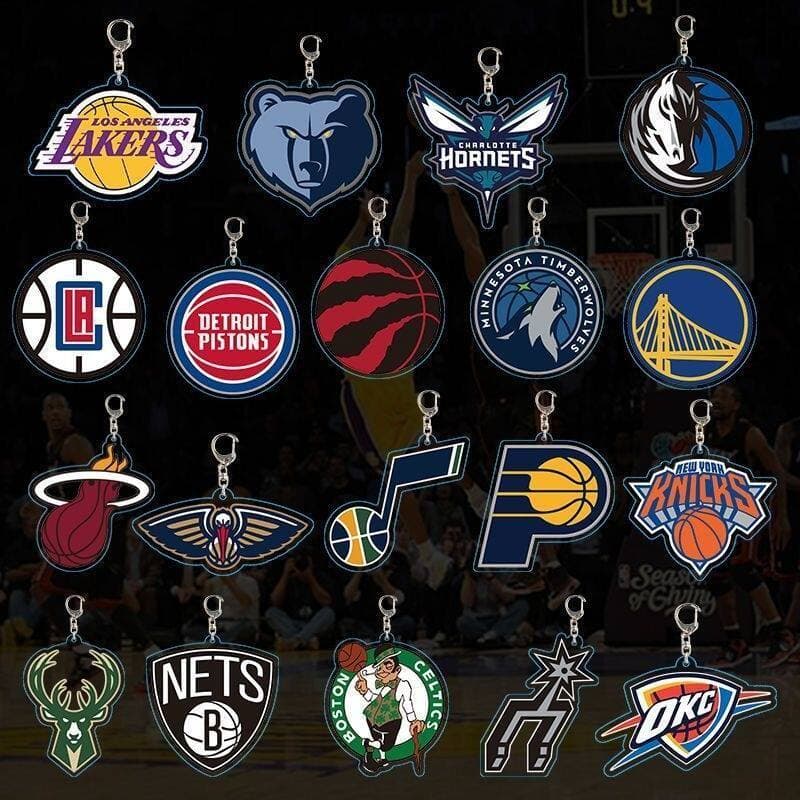Basketball Team Logo Keychain Basketball Star Warriors Lakers Basketball Fan Memorial Bag Charm Men's Gift