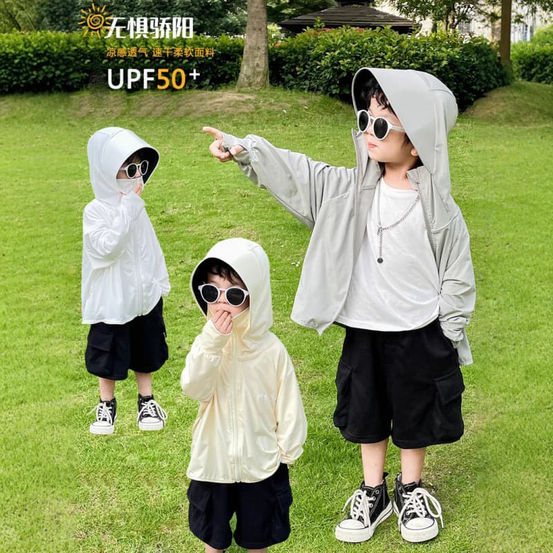 Kids Sun Protection Shirt Boys Girls UPF50 Baby Icy Breathable Sunscreen Clothing Air-Conditioning Jacket