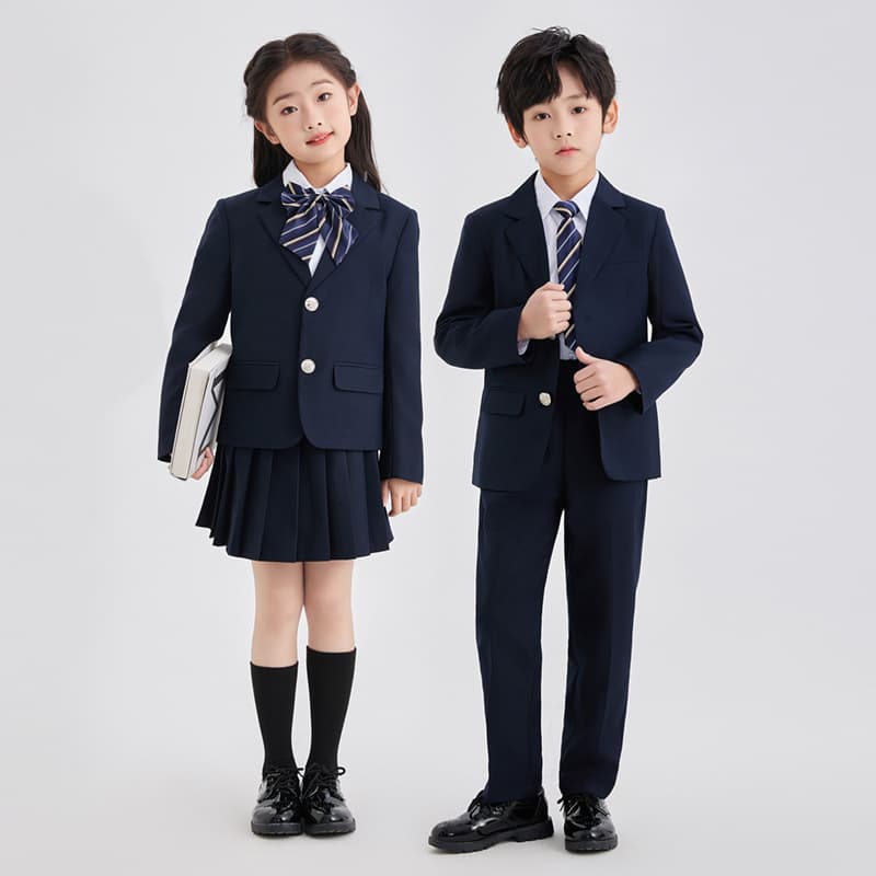 Spring and summer new children's school uniforms, kindergarten uniforms, suits, British college style primary school student class uniforms, host performance uniforms