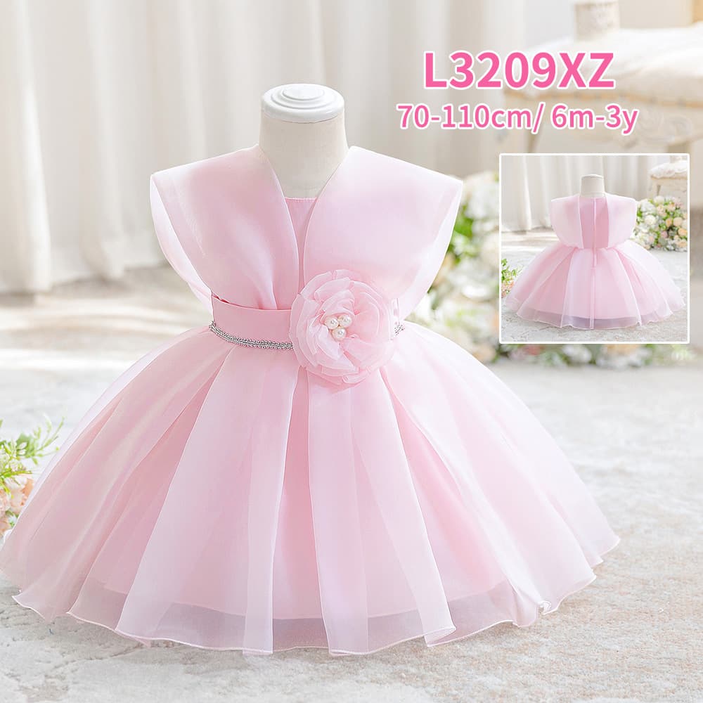 Toddler Girl Tutu Birthday Princess Dress Wedding Evening Gown Large Flower Little Girl Birthday Wedding Party Dress
