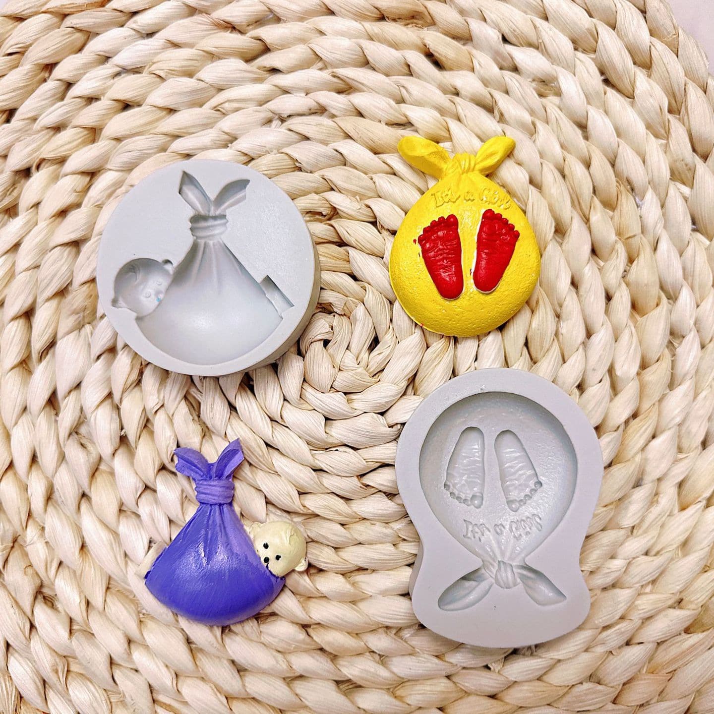 Cartoon Bundle Boy Foot Bow Fondant Mold Cake Chocolate Resin Handmade Silicone Mold