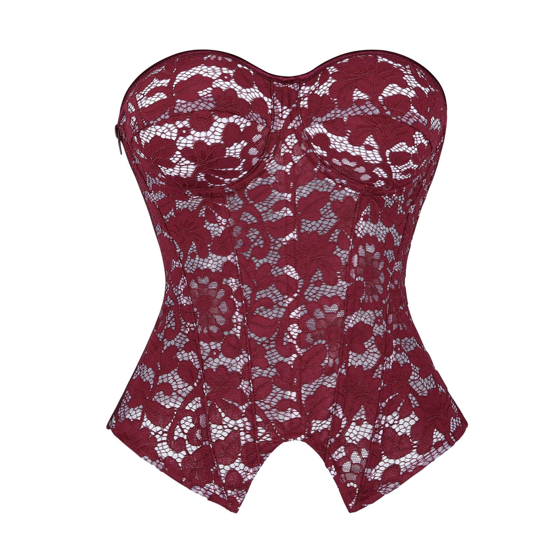 Burgundy Lace Strapless Zipper Palace Corset 2026 New Sexy Hot Girl Shaping Top Women Corset