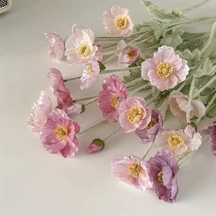 Pink Icelandic Poppy Artificial Flowers for Living Room Bouquet Decoration