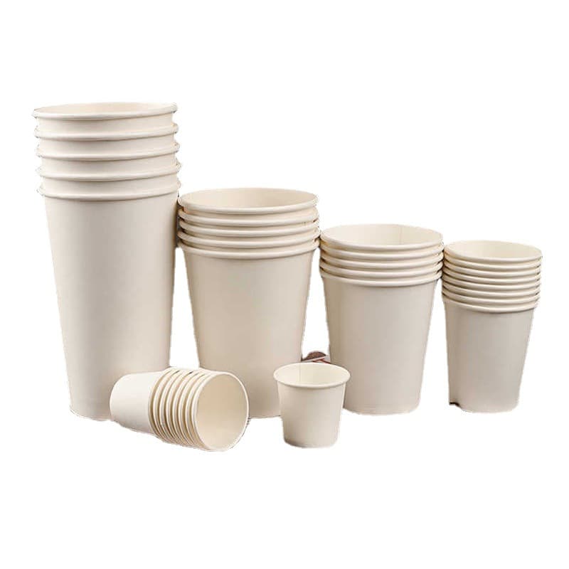 Disposable advertising paper cups with custom logos, 9oz single-layer coated paper cups, 7oz thickened hot beverage paper cups.