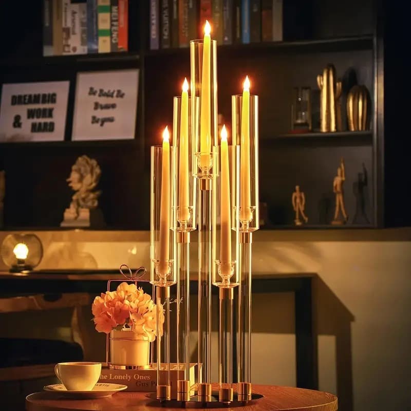 Western-style electronic candle, European acrylic wedding decoration prop, gold crystal candle holder, aisle guide, other