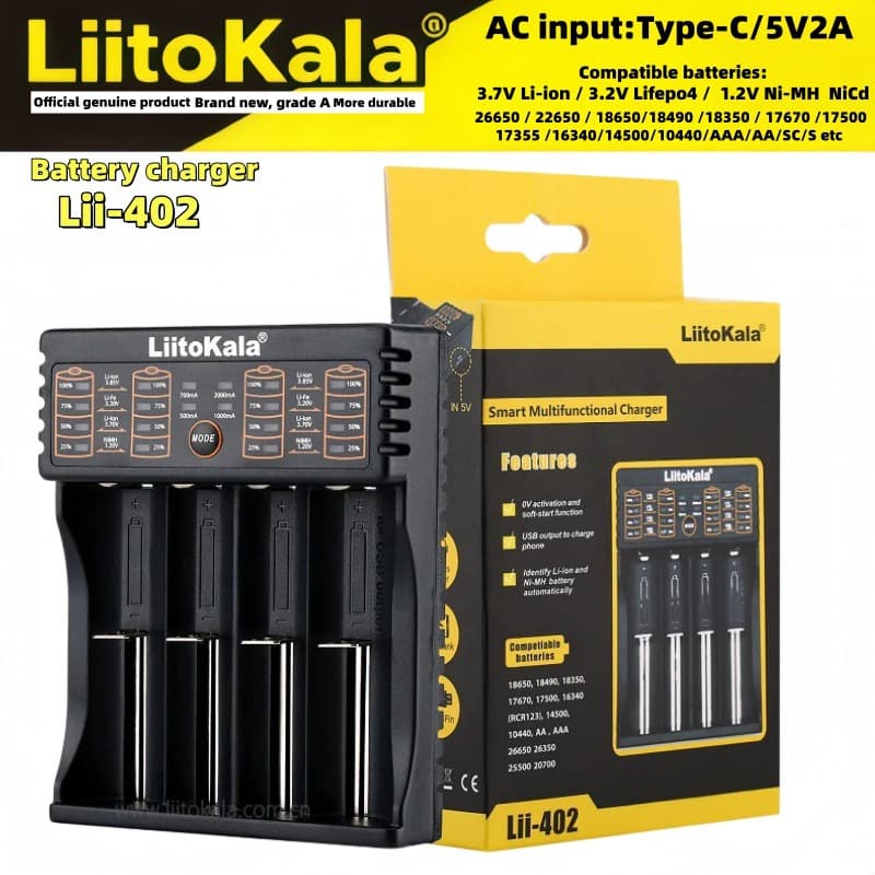 Cross-border exclusive supply LiitoKala lii-402 18650 multi-function charger 1.2VAA Ni-MH USB output