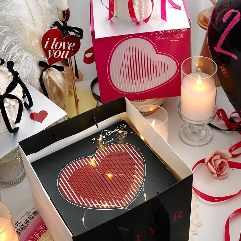 Copyright Tanabata Heart Cake Box 5 inch Valentine's Day Heart Cake Packaging Box Love I Love You Pearl Insert