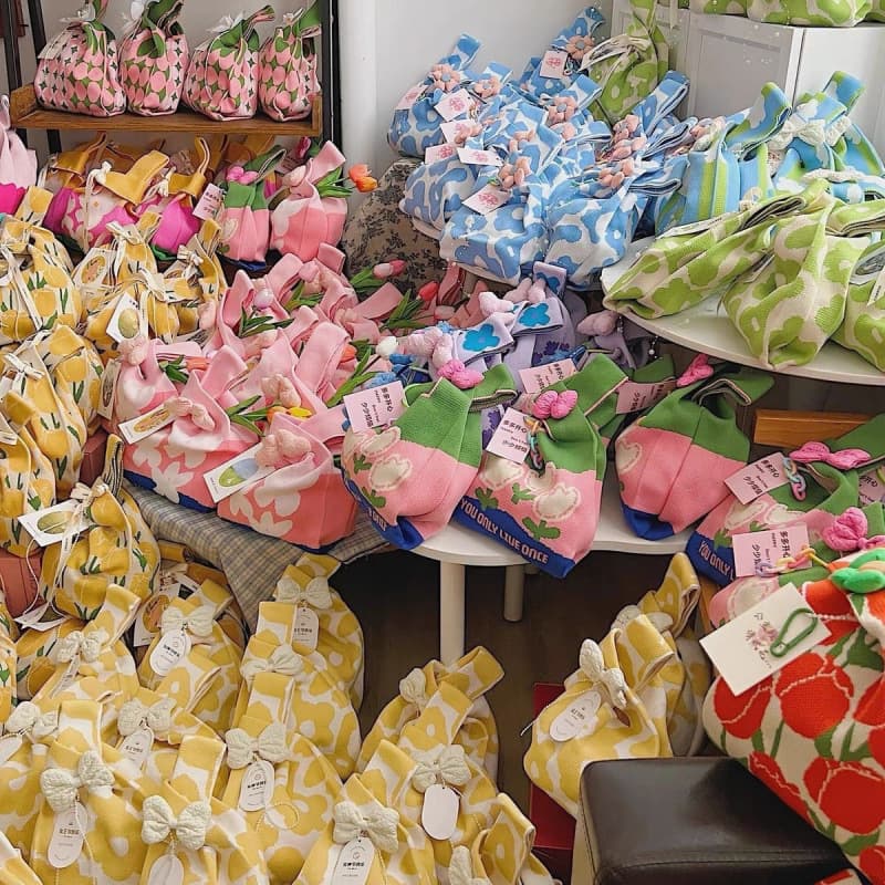 New Wedding Celebration Gift Knitted Bag Handbag Woven Bag Wrist Bag Gift Bag New Year Bucket Bag