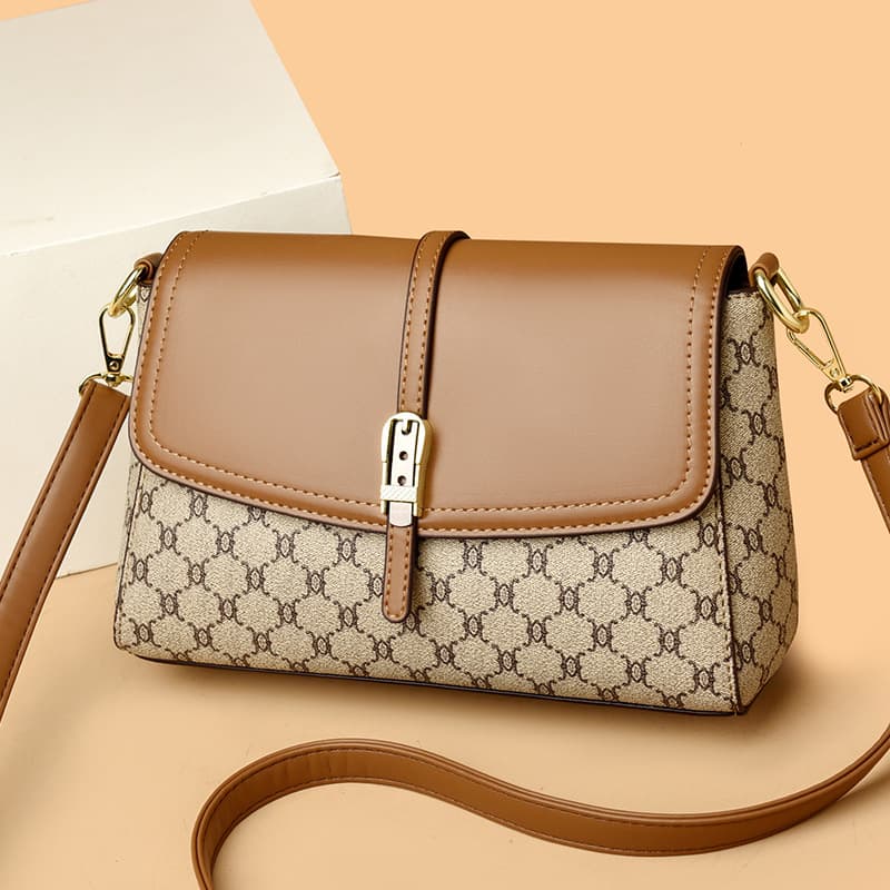 Women's Handbag 2024 New Crossbody Bag Contrast Color Middle-Aged Women Small Square Bag Single Shoulder Bag Drop Shipping