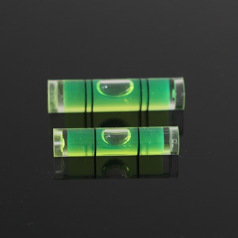 Green cylindrical bubble level instrument, surveying tool, level ruler, sensitive bubble level, miniature level bead.