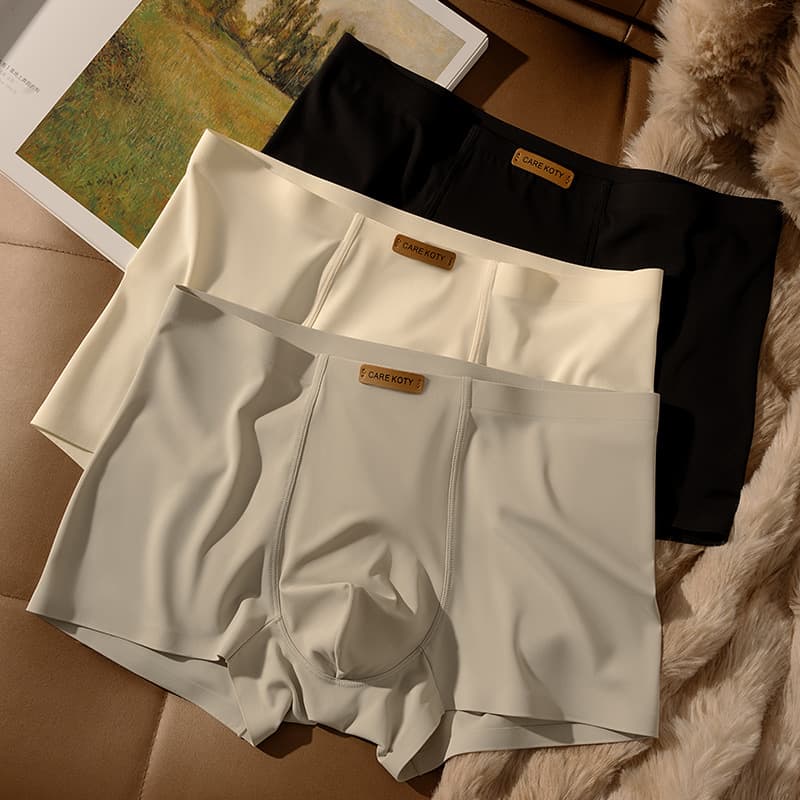 High-End Seamless Men's Boxer Briefs Ice Silk New Style Sports Plus Size Men's Four-Corner Shorts