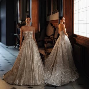 Wedding Dresses Shining Wedding Dress with Small Train, Imported Fabric, Strapless A-Line, Factory Direct