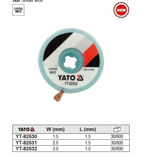 YATO original desoldering wick low-residue motherboard cleaning desoldering braid YT-82530