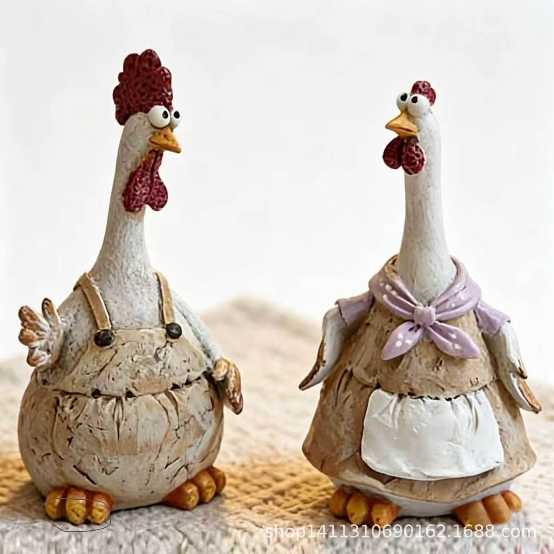 Creative new resin craft couple rooster and hen decoration home ornaments cross-border new product courtyard decoration ornaments