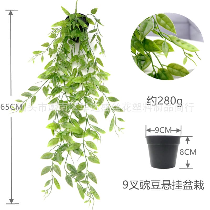 Artificial Eucalyptus Vine Mandala Potted Plant with Pea Pods Hanging Eucalyptus Leaves Green Plant Decoration Bonsai