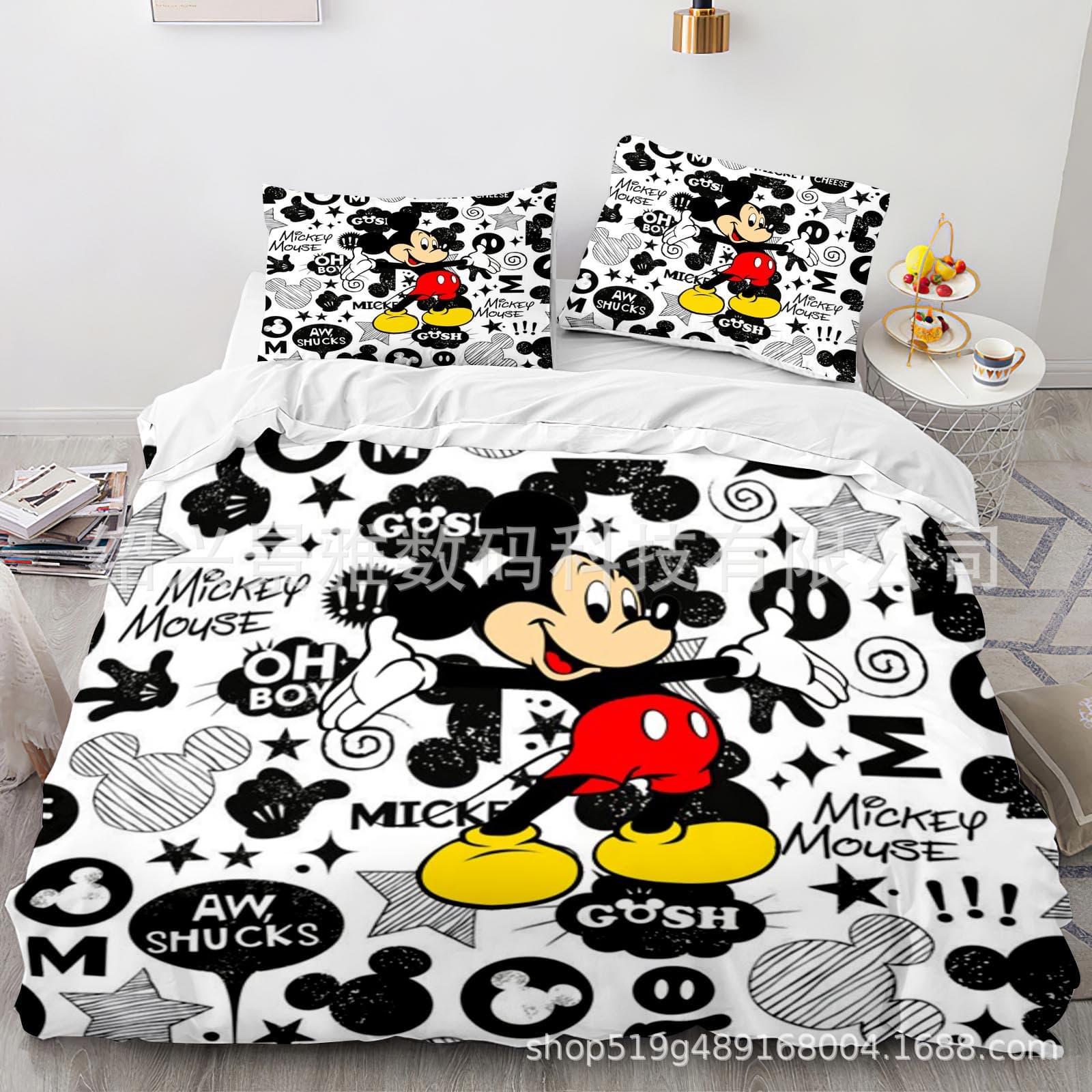 Amazon Mickey Three-Piece Set, Double Bedding Brushed Four-Piece Set, Duvet Cover and Sheet Wholesale, Single Item Drop Shipping