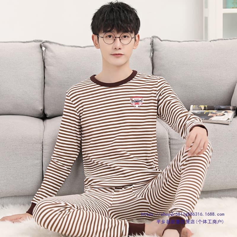Youth Autumn and Winter Thermal Underwear Set for Boys, Big Kids, Pure Cotton Long Johns, High School Student Thermal Top and Bottom